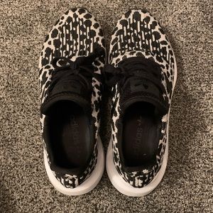 Adidas black white animal spot sneakers